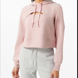 Lululemon Get Centered Cropped Hoodie with Key Hole-Pink Mist Size 8
